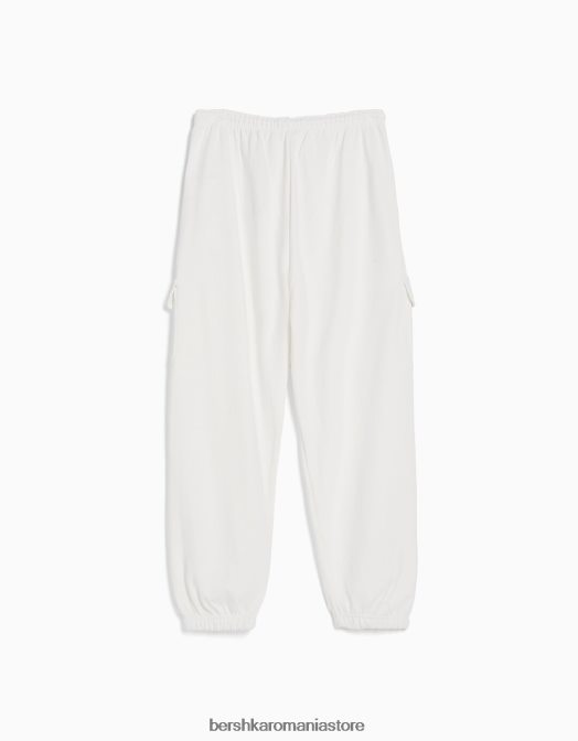 Bershka femei pantaloni de trening cu buzunare alb Z86D1482 îmbrăcăminte