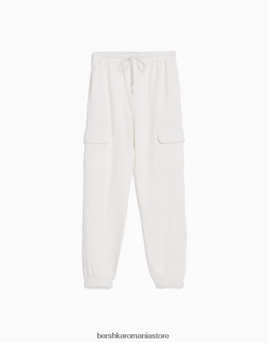 Bershka femei pantaloni de trening cu buzunare alb Z86D1482 îmbrăcăminte