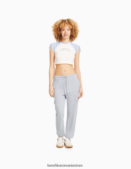 Bershka femei pantaloni de trening cu buzunare gri Z86D1484 îmbrăcăminte