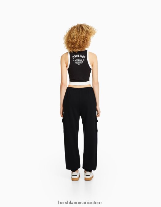 Bershka femei pantaloni de trening cu buzunare gri inchis Z86D1483 îmbrăcăminte