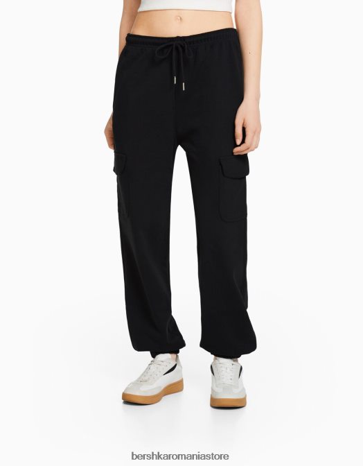 Bershka femei pantaloni de trening cu buzunare gri inchis Z86D1483 îmbrăcăminte