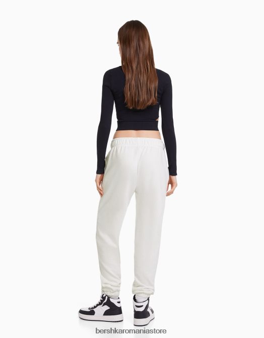 Bershka femei pantaloni de trening imprimati alb Z86D1479 îmbrăcăminte