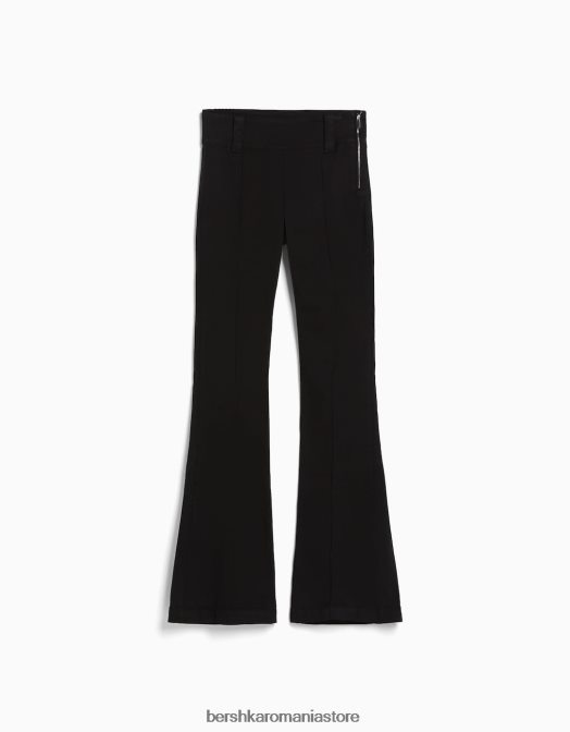 Bershka femei pantaloni evazați din twill gri Z86D1478 îmbrăcăminte