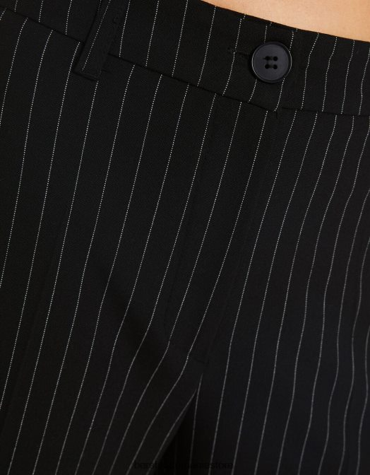 Bershka femei pantaloni largi cu bucle pentru curea alb negru Z86D1412 îmbrăcăminte