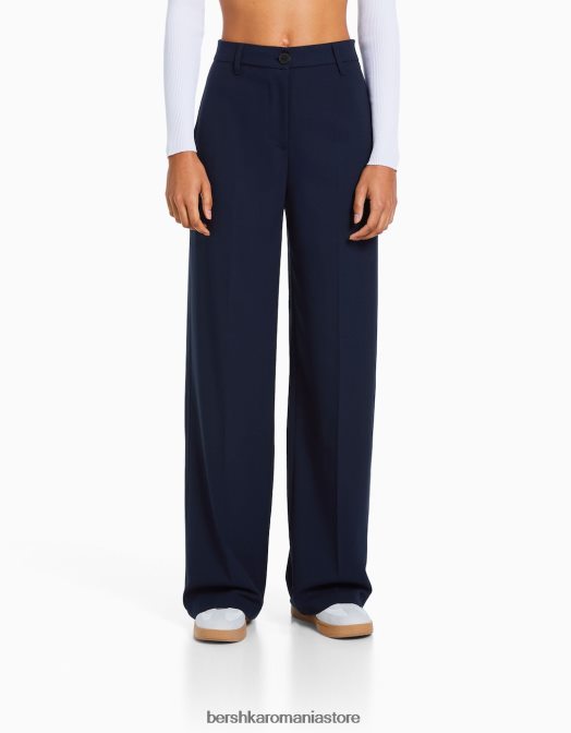 Bershka femei pantaloni largi cu bucle pentru curea marina Z86D1414 îmbrăcăminte