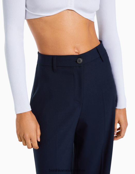 Bershka femei pantaloni largi cu bucle pentru curea marina Z86D1414 îmbrăcăminte