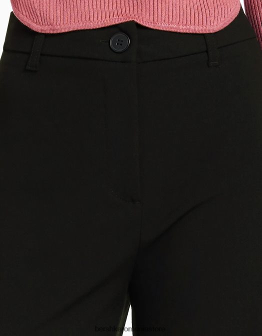 Bershka femei pantaloni largi cu bucle pentru curea negru Z86D1413 îmbrăcăminte