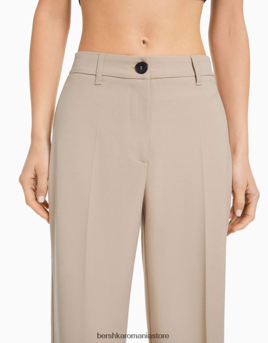 Bershka femei pantaloni largi cu bucle pentru curea nisip Z86D1410 îmbrăcăminte