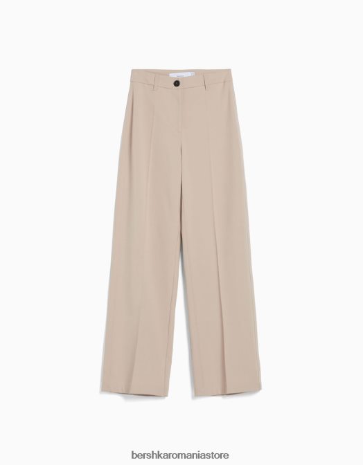 Bershka femei pantaloni largi cu bucle pentru curea nisip Z86D1410 îmbrăcăminte