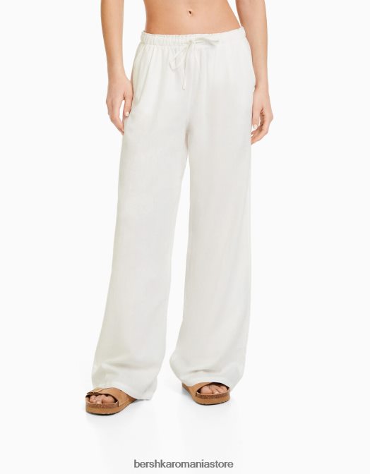 Bershka femei pantaloni largi din amestec de in, cu talie strânsă exclusiv Z86D1407 îmbrăcăminte