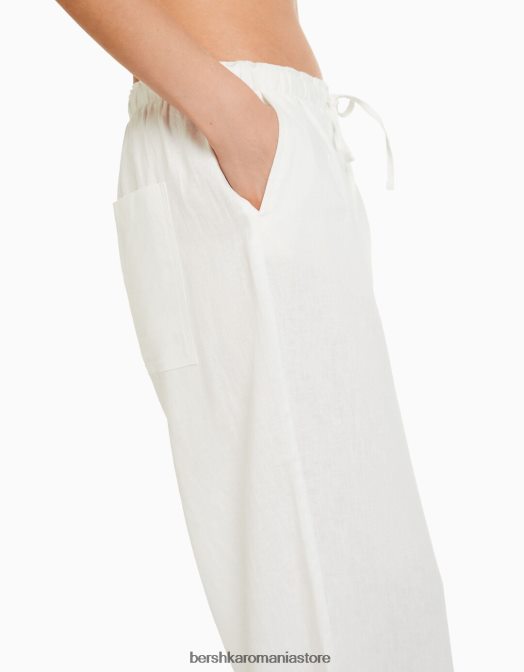 Bershka femei pantaloni largi din amestec de in, cu talie strânsă exclusiv Z86D1407 îmbrăcăminte