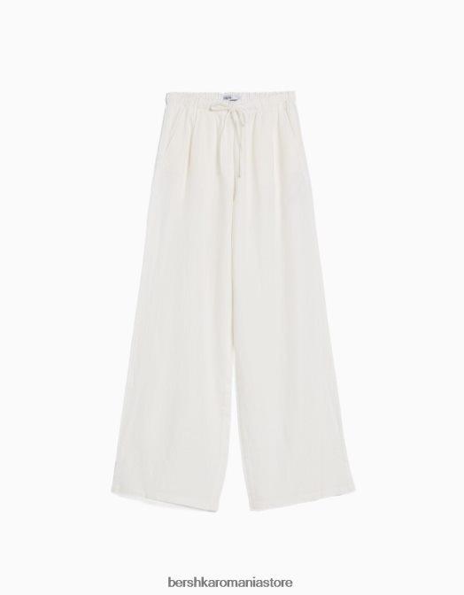 Bershka femei pantaloni largi din amestec de in, cu talie strânsă exclusiv Z86D1407 îmbrăcăminte