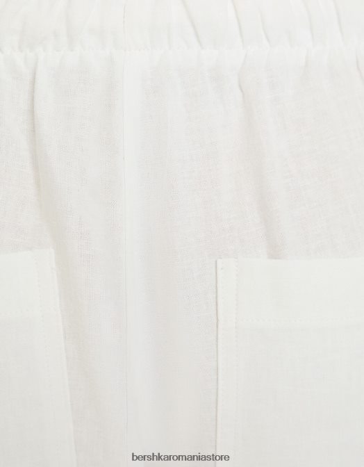 Bershka femei pantaloni largi din amestec de in, cu talie strânsă exclusiv Z86D1407 îmbrăcăminte