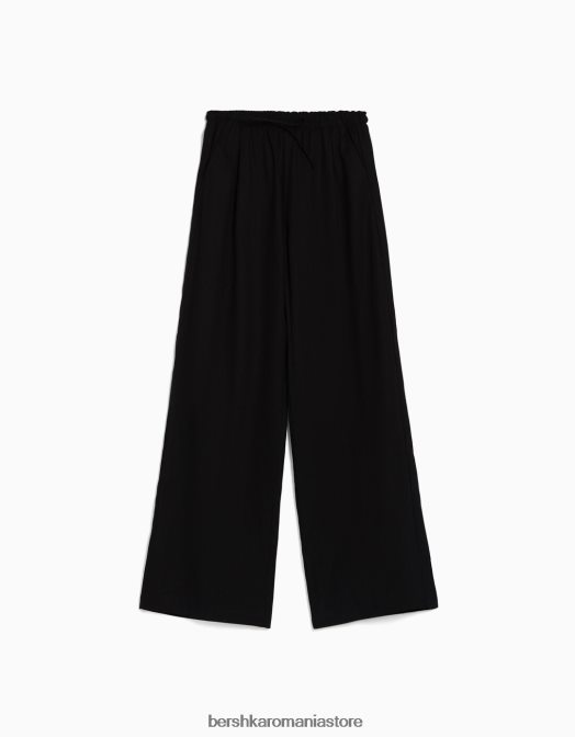 Bershka femei pantaloni largi din amestec de in, cu talie strânsă exclusiv Z86D1409 îmbrăcăminte