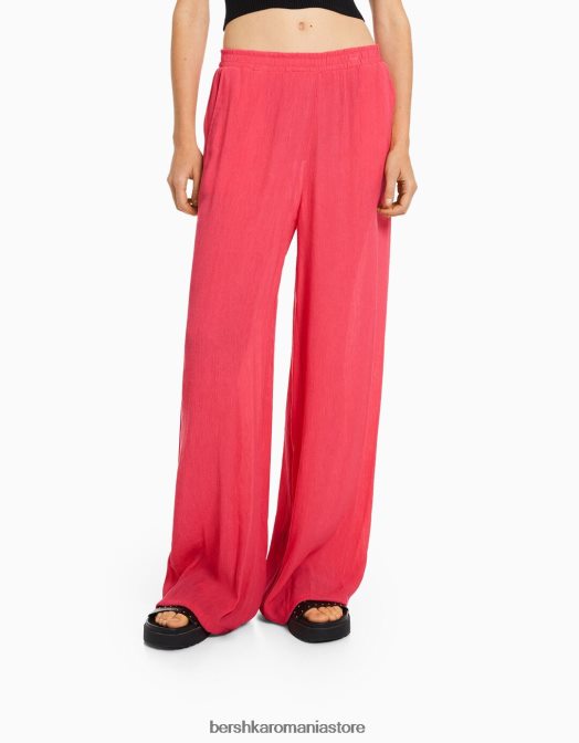 Bershka femei pantaloni largi din crep coral Z86D1455 îmbrăcăminte