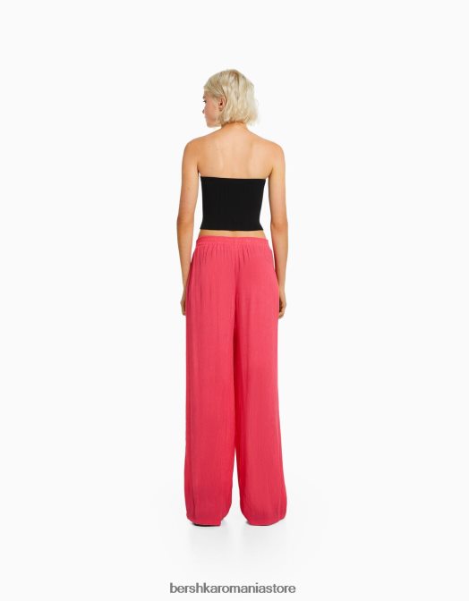 Bershka femei pantaloni largi din crep coral Z86D1455 îmbrăcăminte