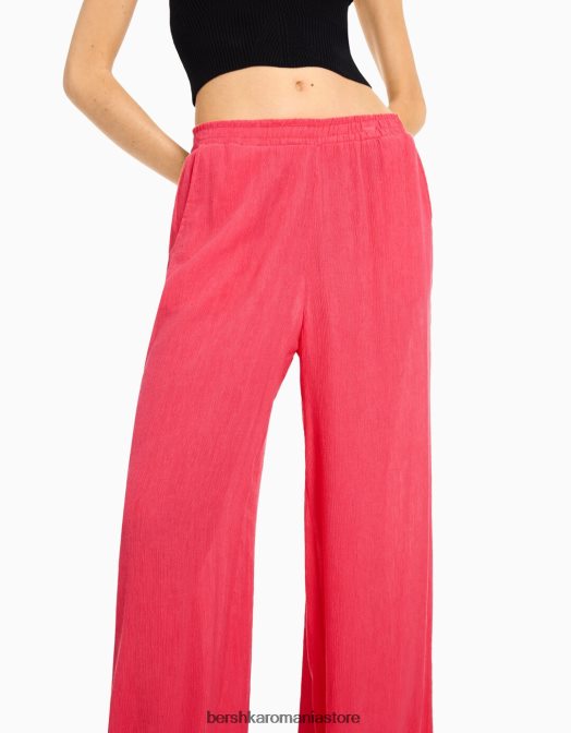 Bershka femei pantaloni largi din crep coral Z86D1455 îmbrăcăminte