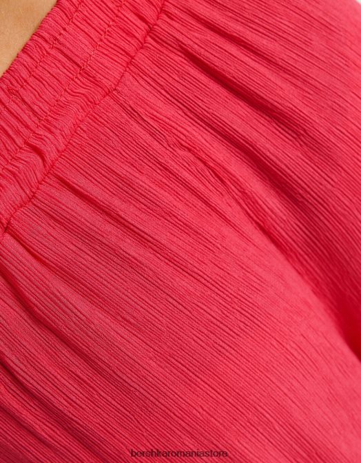 Bershka femei pantaloni largi din crep coral Z86D1455 îmbrăcăminte