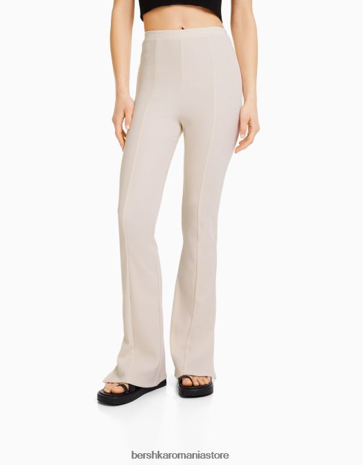 Bershka femei pantaloni otomani evazați cremă Z86D1481 îmbrăcăminte