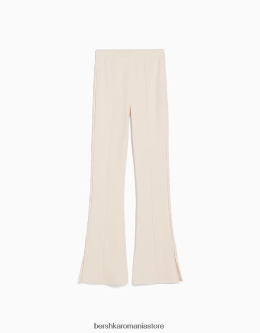 Bershka femei pantaloni otomani evazați cremă Z86D1481 îmbrăcăminte