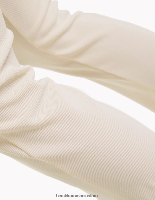 Bershka femei pantaloni otomani evazați cremă Z86D1481 îmbrăcăminte