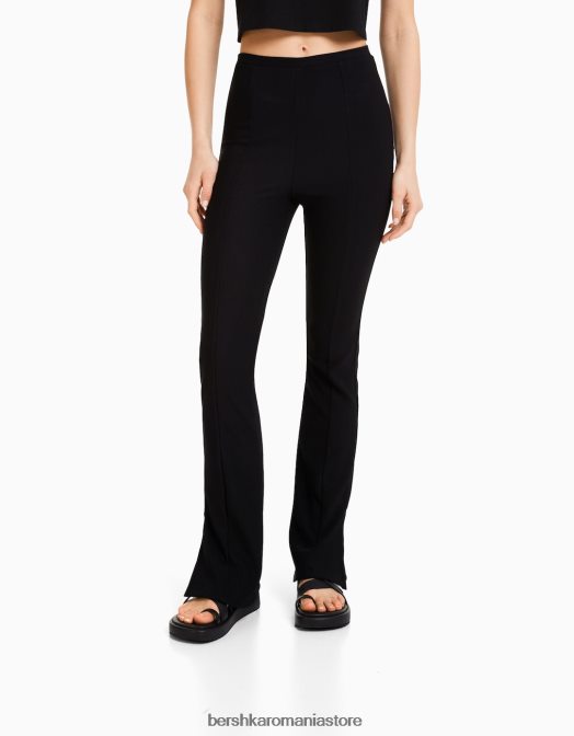 Bershka femei pantaloni otomani evazați negru Z86D1480 îmbrăcăminte