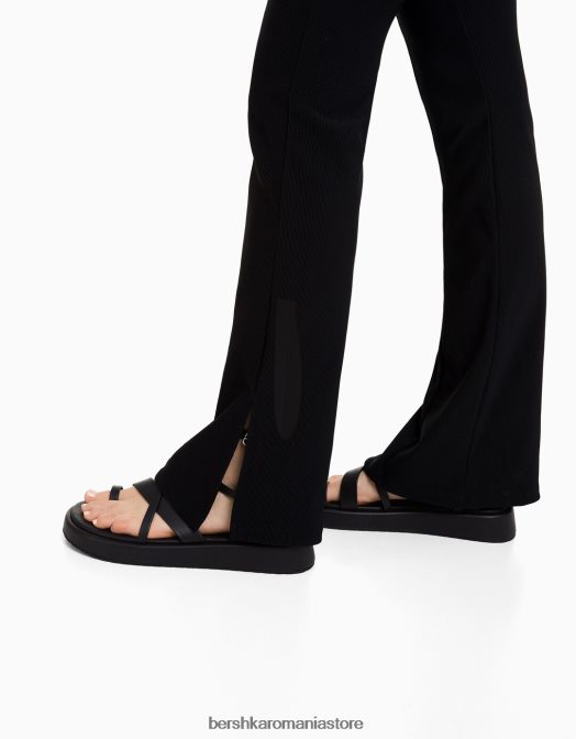 Bershka femei pantaloni otomani evazați negru Z86D1480 îmbrăcăminte