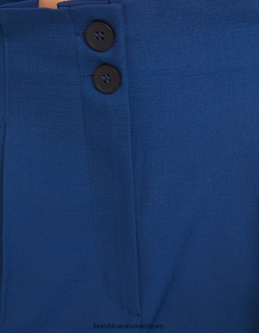 Bershka femei pantaloni rustici croiți cu picioare largi albastru Z86D1426 îmbrăcăminte