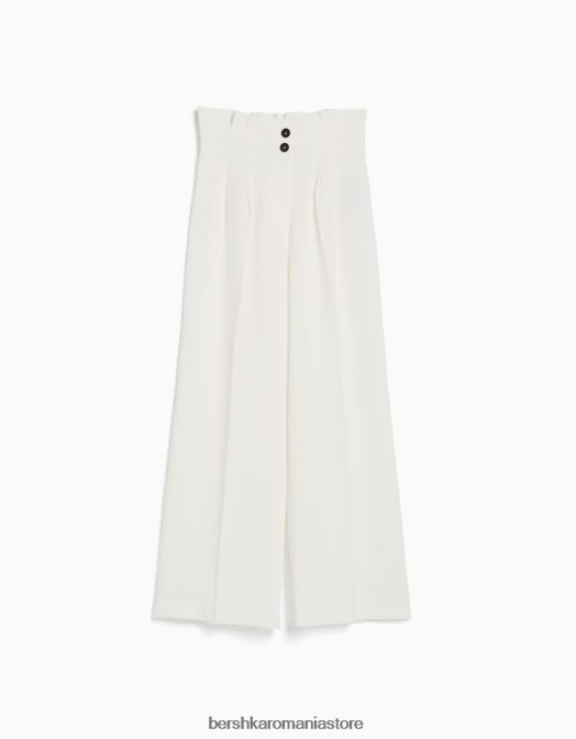 Bershka femei pantaloni rustici croiți cu picioare largi aproape alb Z86D1425 îmbrăcăminte