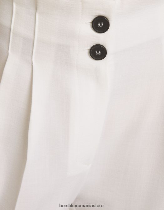 Bershka femei pantaloni rustici croiți cu picioare largi aproape alb Z86D1425 îmbrăcăminte