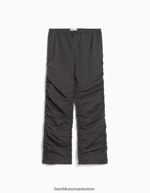 Bershka femei blugi parașuta cu încrețire laterală gri inchis Z86D1295 îmbrăcăminte