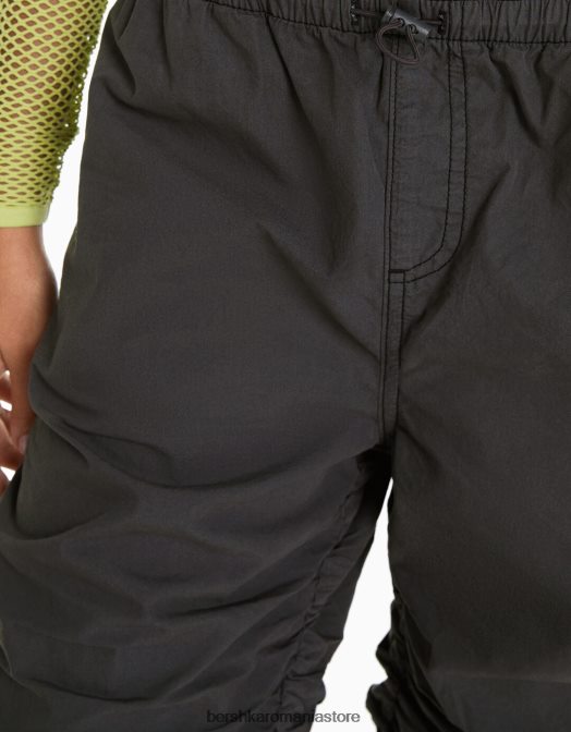 Bershka femei blugi parașuta cu încrețire laterală gri inchis Z86D1295 îmbrăcăminte