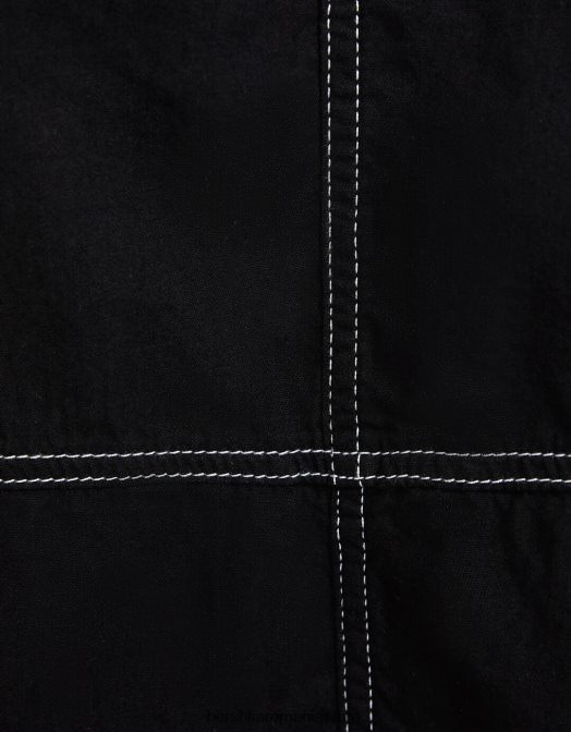 Bershka femei fustă midi denim parașută negru Z86D1379 îmbrăcăminte