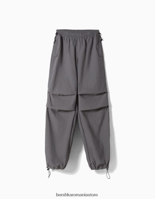 Bershka femei pantaloni de jogging cu parașuta din nailon gri Z86D1312 îmbrăcăminte