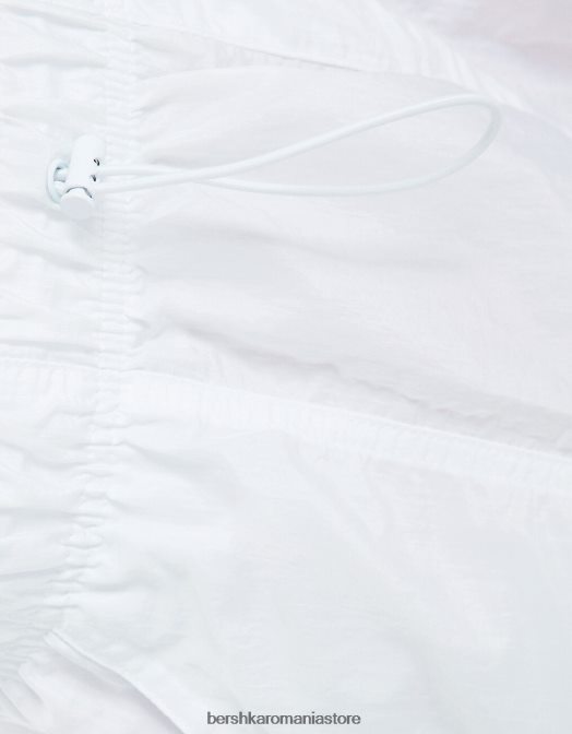 Bershka femei pantaloni de nailon cu parașuta alb Z86D1332 îmbrăcăminte