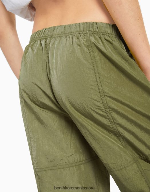 Bershka femei pantaloni de nailon cu parașuta kaki Z86D1387 îmbrăcăminte