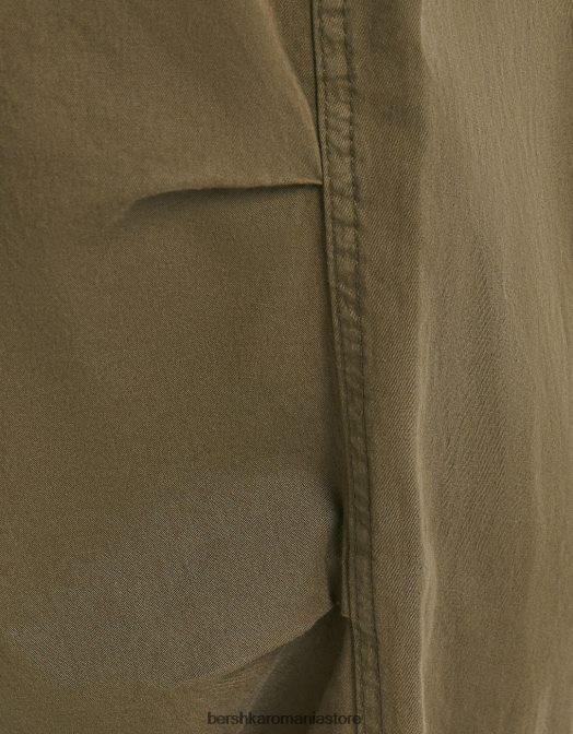 Bershka femei pantaloni de trening cu parașută largi kaki Z86D1397 îmbrăcăminte