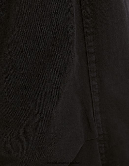 Bershka femei pantaloni de trening cu parașută largi negru Z86D1398 îmbrăcăminte