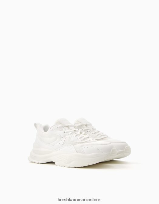Bershka femei adidași contrastanți cu detaliu din plasă alb Z86D2046 încălţăminte