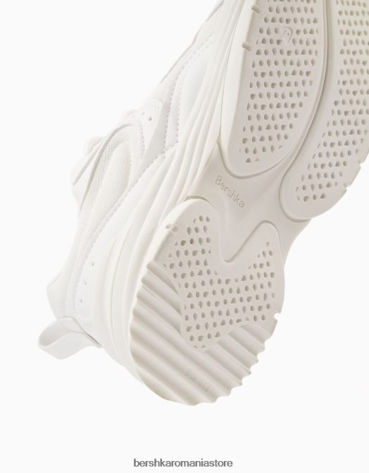 Bershka femei adidași contrastanți cu detaliu din plasă alb Z86D2046 încălţăminte