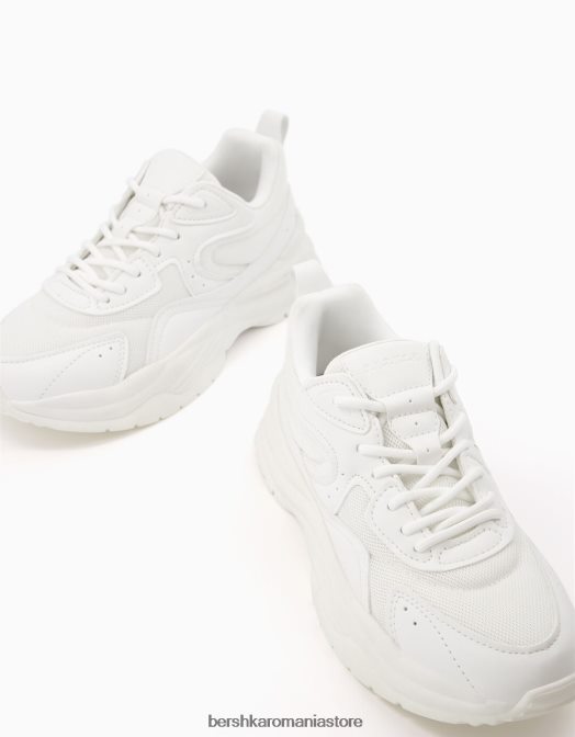 Bershka femei adidași contrastanți cu detaliu din plasă alb Z86D2046 încălţăminte