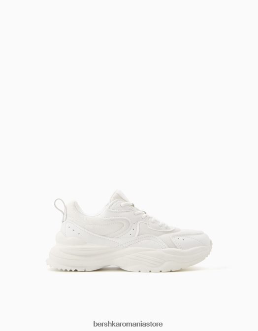 Bershka femei adidași contrastanți cu detaliu din plasă alb Z86D2046 încălţăminte