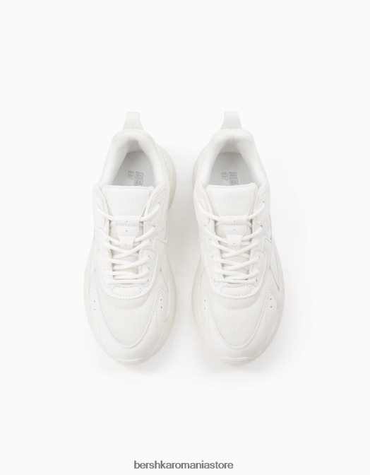 Bershka femei adidași contrastanți cu detaliu din plasă alb Z86D2092 încălţăminte