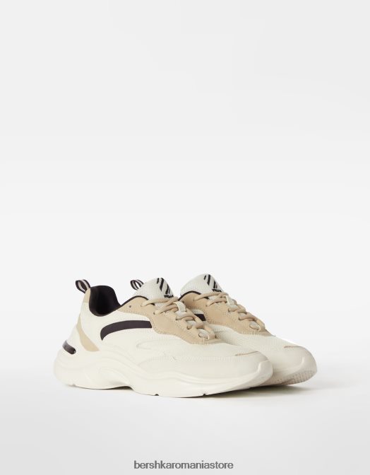 Bershka femei adidași contrastanți cu detaliu din plasă alb Z86D2095 încălţăminte