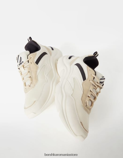 Bershka femei adidași contrastanți cu detaliu din plasă alb Z86D2095 încălţăminte