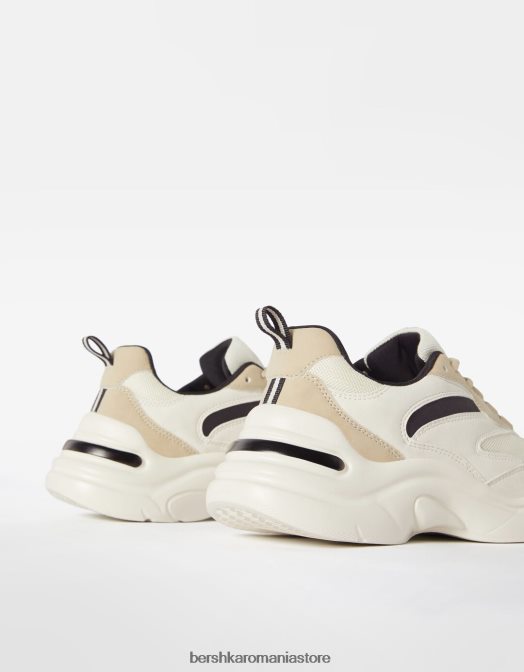 Bershka femei adidași contrastanți cu detaliu din plasă alb Z86D2095 încălţăminte