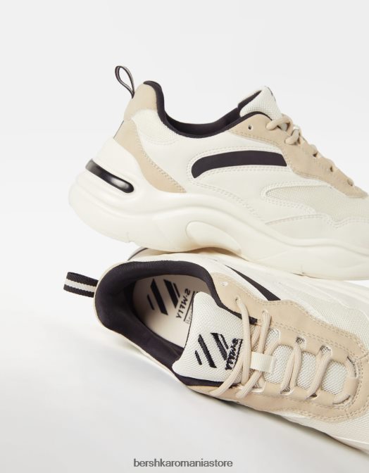 Bershka femei adidași contrastanți cu detaliu din plasă alb Z86D2095 încălţăminte