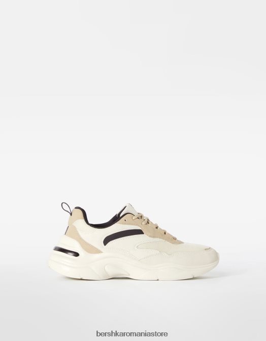 Bershka femei adidași contrastanți cu detaliu din plasă alb Z86D2095 încălţăminte