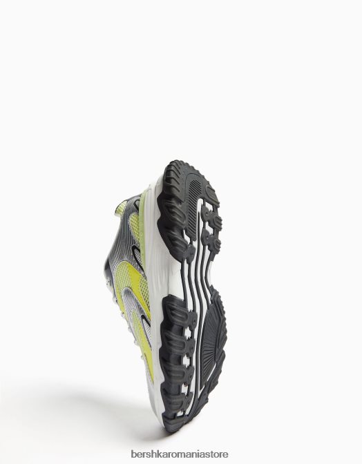 Bershka femei adidași contrastanți cu detaliu din plasă lămâie verde Z86D1879 încălţăminte