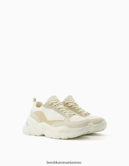 Bershka femei adidași contrastanți cu detaliu din plasă nisip Z86D2094 încălţăminte